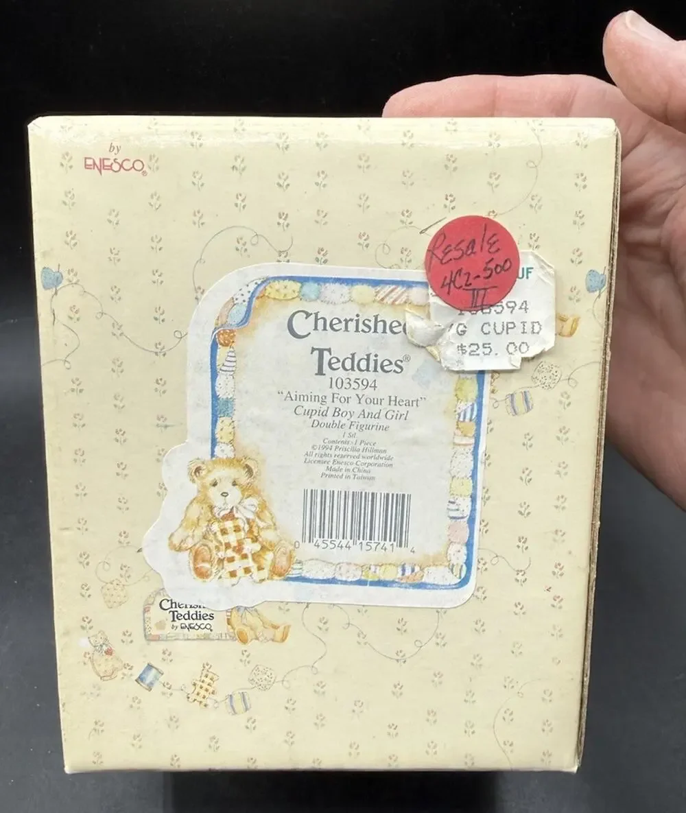 1994 Cherished Teddies Cupid Boy and Girl Resin Bear Figurine 103594 MIB -1